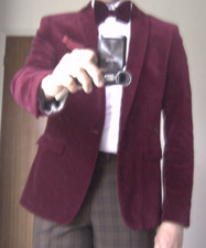 38 / 40 Red Burgundy Velvet Blazer + velvet bow tie Jacket Dinner Tuxedo Prom  