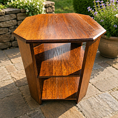 Brown wooden octagonal - octagonal, side