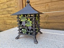 Cast Iron Pagoda Garden Candle Lantern Grapevine Pattern