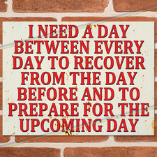 I NEED A DAY Funny Metal Signs