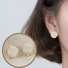S925 silver stud earrings square marble effect resin omega back women girls gift