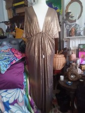 Mylene Klass Gold Maxi Kimono with Side Vents, Angel Sleeve & Tie Waist Dress 22