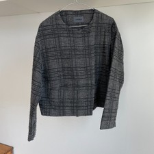 Lovely OSKA Charcoal Grey Check Wool Blend Jacket Size 3 UK 14-16