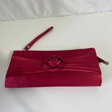 Pink Satin Rose Clutch Bag