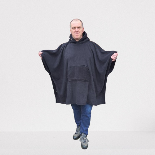 Black fleece hooded blanket - fleece,