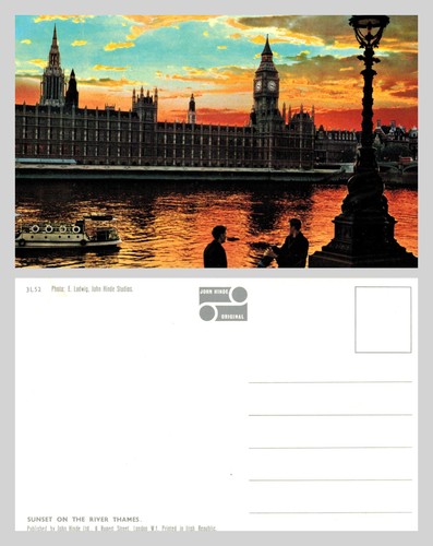 Vintage postcard sunset on - vintage,