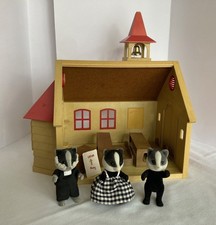 Sylvanian Families School to convert to Church plus 3 Badger figures vintage