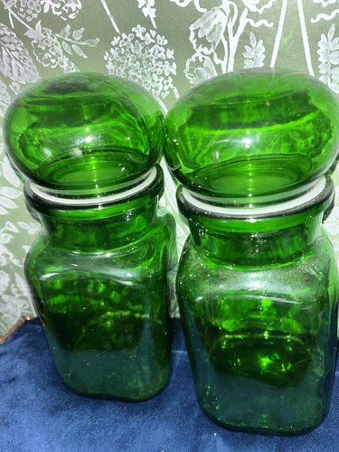 Green glass jars with - glass,