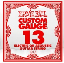 ERNIE BALL CUSTOM GAUGE 13 PLAIN STEEL ACOUSTIC & ELECTRIC GUITAR SINGLE STRING