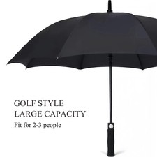 Extra Large Black Umbrella Mens Women's Walking Golf Stick 142cm Automatic Auto