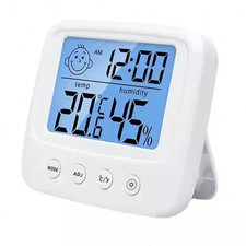 Electronic Indoor Thermometer Hygrometer Digital LCD Time Humidity Temperature