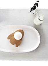 ⚪ HOP & PECK ⚪ MINIMALIST WOODEN EGG CUP - SPACE ROCKET  - SOLID OAK SELFRIDGES
