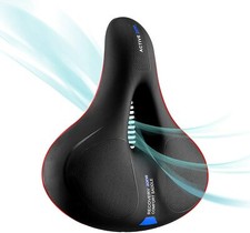 ROCKBROS Bike Saddle Comfortable Non-Slip Leather Cushion Soft Reflective Safe