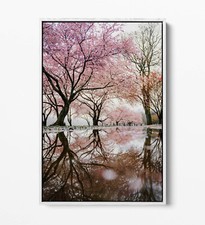 CHERRY BLOSSOM 12 CANVAS WALL ART FLOAT EFFECT/FRAME/PICTURE/POSTER PRINT- BLUE