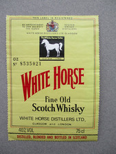 Vintage Label WHISKY White Horse Fine Old Scotch Distilled in Scotland