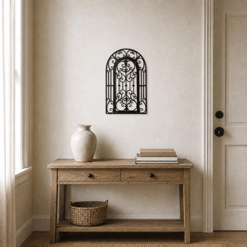 Black metal arch window wall - arch,