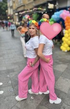 Linen Pink Wide Leg Trousers