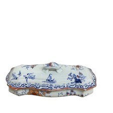 Ironstone China Dish Masons Mandalay Blue Sauce Tureen With Lid Porcelain 