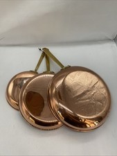 3  Vintage Copper Frying Pans Skillets Farmhouse Kitchen Made In Britain