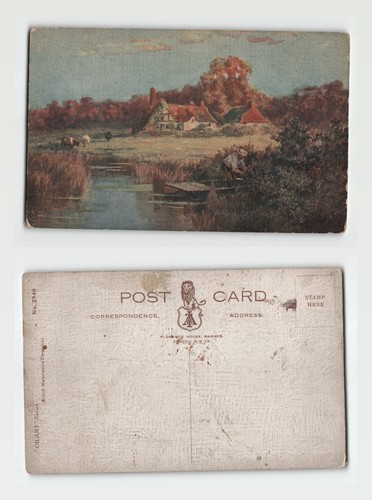 Vintage postcard rural river - rural,
