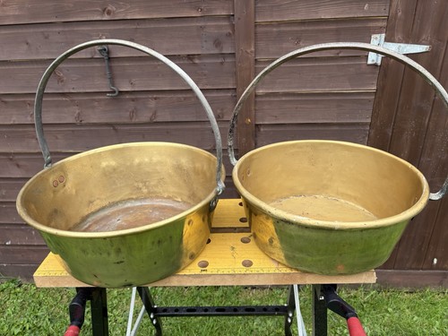 Vintage brass jam pans - jam, pans/