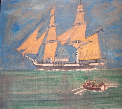 Square rigged sailing - ship, in