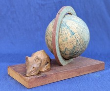 Vintage Globe & Hand Carved