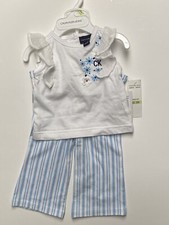 Calvin Klein Girl's Size 3/6 Month Two Piece Outfit Set White Blue