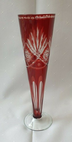 Red cut glass vase possibly - cut,