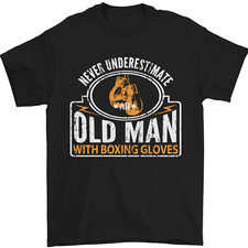 An Old Man With Boxing Gloves Funny Boxer Mens T-Shirt 100% Cotton