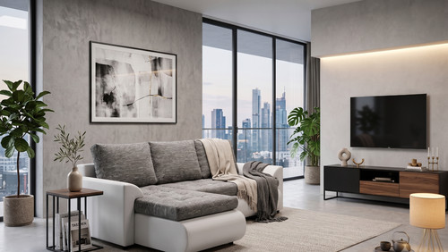 Denver corner sofa bed fabric - sofa,