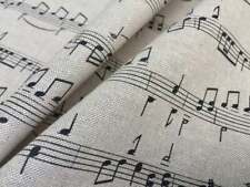 SMALL Music Notes Piano Cotton Fabric Home Decor Curtains Upholstery 140cm wide
