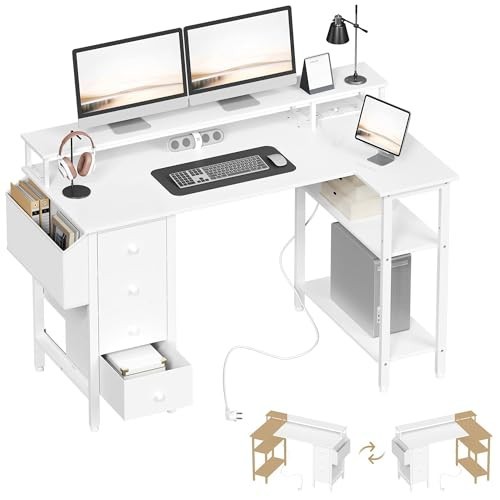 Corner desk with drawers - desk,
