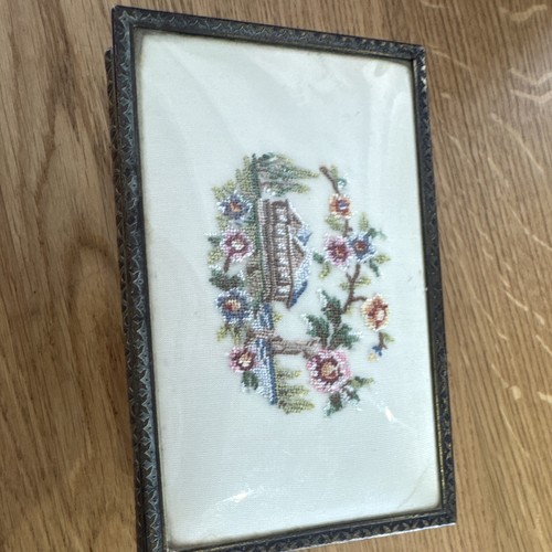 Brass floral trinket box - floral,