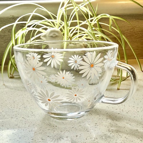 Elegant glass mug daisy design - mug,