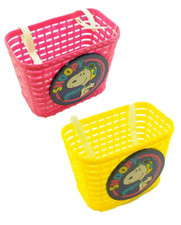 FUN KIDS SNOOPY BIKE ACCESSORY HANDLEBAR BASKET YELLOW OR PINK NEW IDEAL GIFT