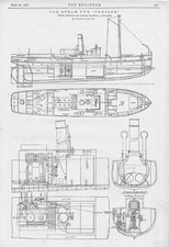 STEWART & LATHAM Blackwall New Steam Tug 'Jubilee' Antique Print 1887
