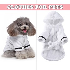 Fleece Pet Cat Dog Night Robe Dog Pajamas Bathrobe Dressing Absorbing Gown Towel