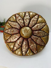 Vintage Mid Century Moroccan “Egyptian” Leather Pouffe Ottoman Footstool 70’s