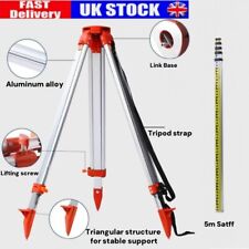 Aluminium Tripod & 5m Survey Staff for 360° Rotary Laser Level Construction Tool