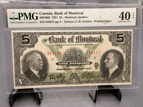 1931 bank montreal 5 - $5,