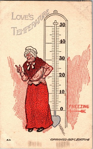 Old woman and thermometer - old,