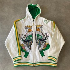 Coogi Hoodie Mens 3XL King Of Cards Embroidered Y2K Hip Hop Sweatshirt, White