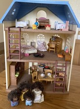 Sylvanian Families Sky Blue Terrace House Lots Extra Furniture & Figures