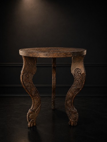 Antique carved side table - carved,