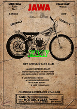 Speedway JAWA Motorcycle Retro Aged Look A4 Size Poster Print