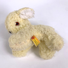 Vintage Deans Childsplay Lamb Soft Toy Rattle 6 in Small Yellow White Ears 1970s