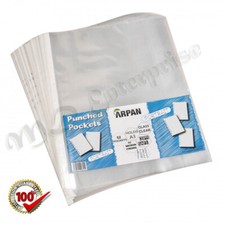 A3 Portrait plastic poly punch pockets 52 wallet/sleeves clear New