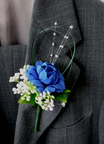 Royal blue carnation corsage - 6,