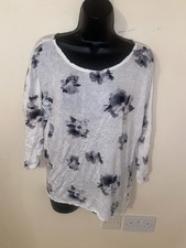 White/black Floral Fine Knit Jumper Size S By H&M
